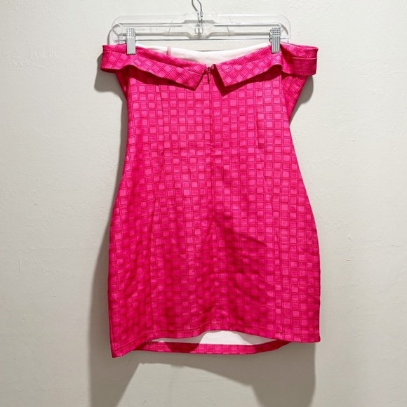 WHITE FOX BOUTIQUE Women’s Bright Pink Jacquard Geometric Strapless Dress Size M - Picture 6 of 10